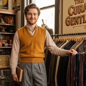 Vintage ROOS ATKINS Tan 100% Lambswool Pullover Sweater Vest Top Mens Size Large